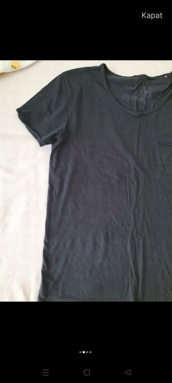 Erkek Siyah Keten Kısa Kollu Tişört - Görsel 2