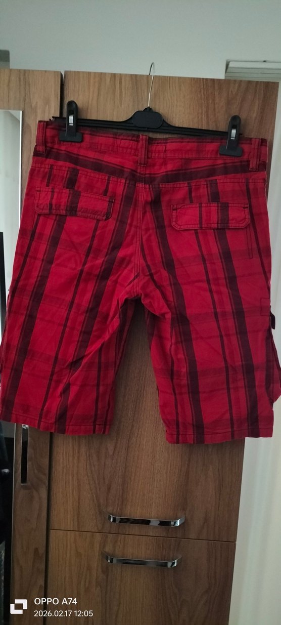 Kemerli Kırmızı Erkek Mini Şort - Görsel 2