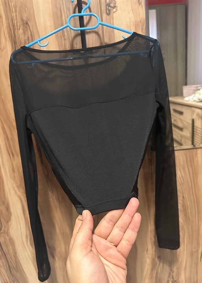 Tül detaylı bluz - Görsel 5