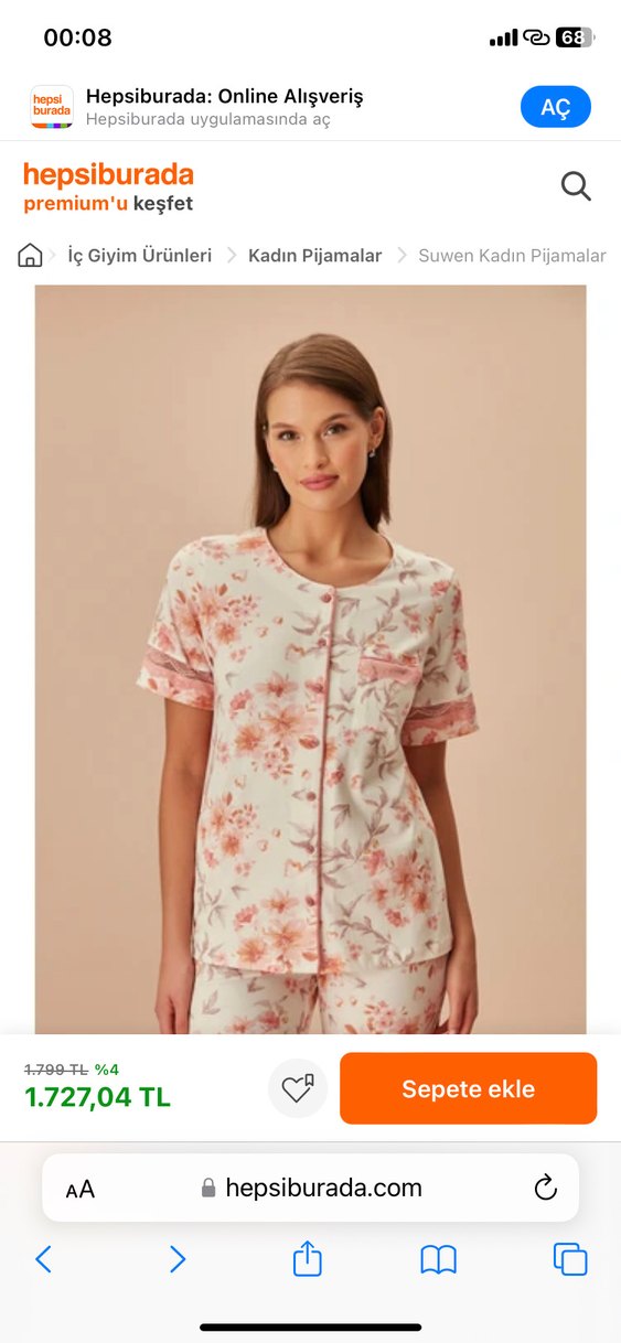 Çiçek Desenli Kadın Kısa Kollu Mini Pijama Takımı - Görsel 2