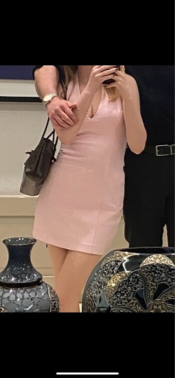 Zara Zara toz pembe elbise