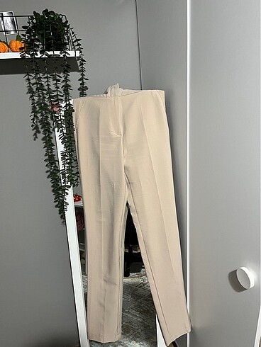 Diğer Ultra yüksekbel boru paça bej pantolon