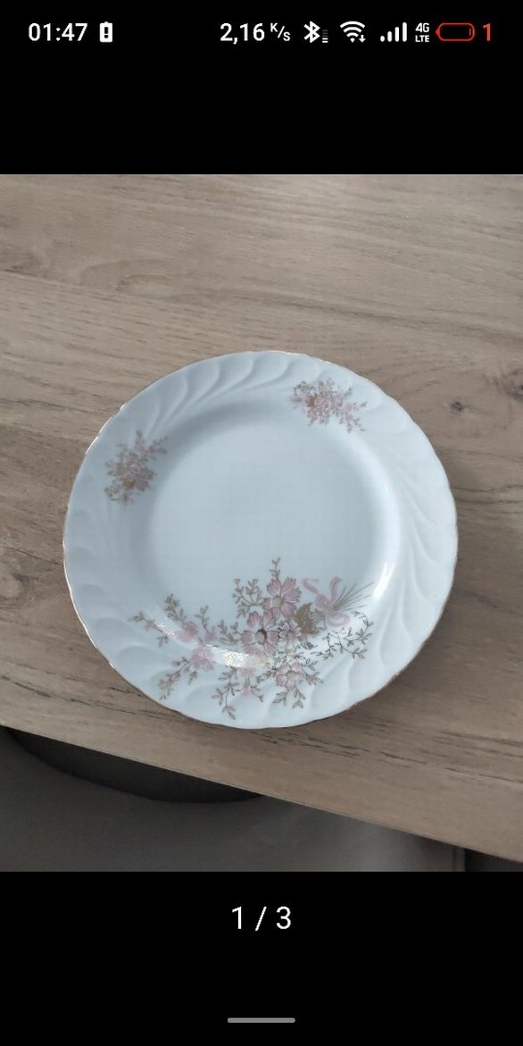 Altın Varaklı Desenli  Pasta Tabağı - Görsel 2