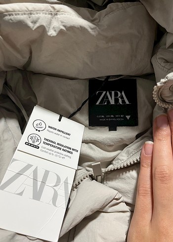 krem Puff Mont, Yüksek Yakalı, Rahat Kesim - Görsel 2