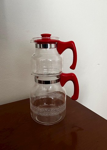 Kırmızı Kapaklı Cam Çaydanlık Seti - Görsel 2