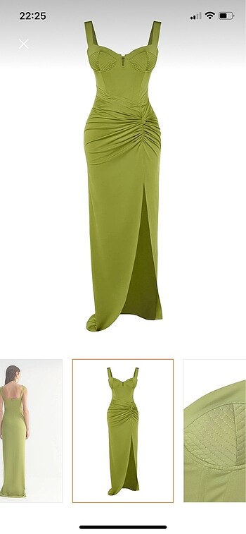 Yeşil uzun davet elbisesi - Görsel 6