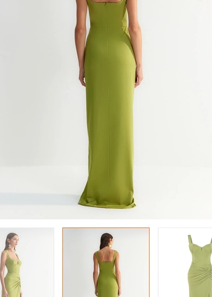 Yeşil uzun davet elbisesi - Görsel 5