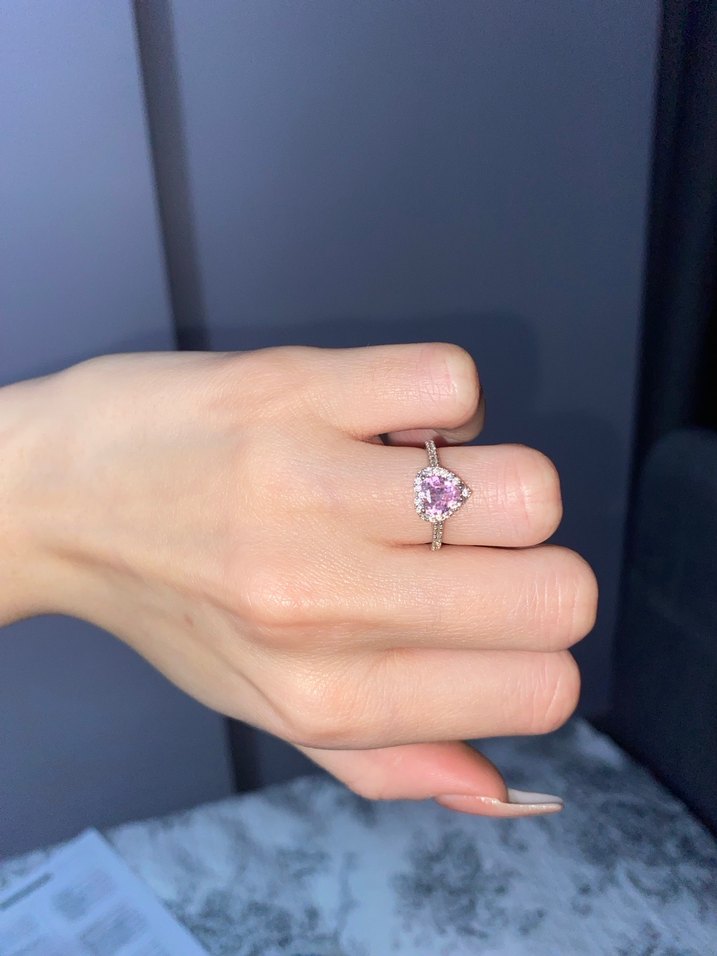 Pembe Parlak Kalp Taşlı Kadın Yüzük - Görsel 2