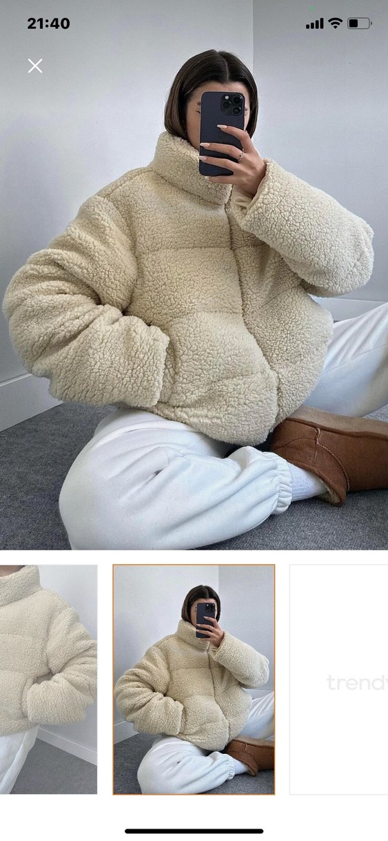 Krem Renkli Kürklü Kadın Kış Montu - Görsel 4