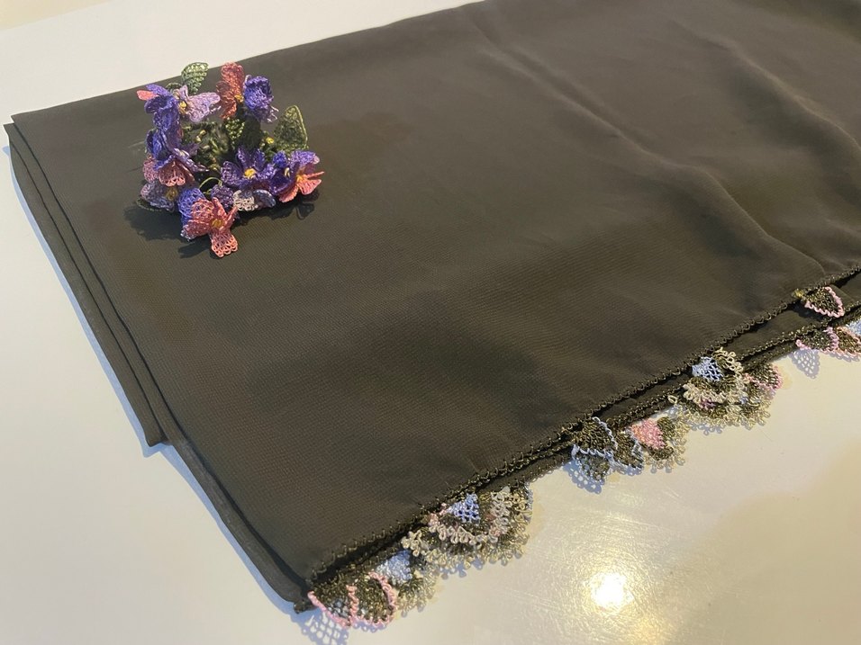 Grep eşarp iğne oyalı el emeği - Görsel 2