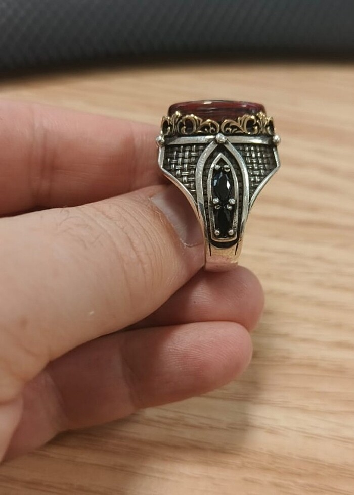 Gümüş Erkek Yüzük 925 ayar - Görsel 5