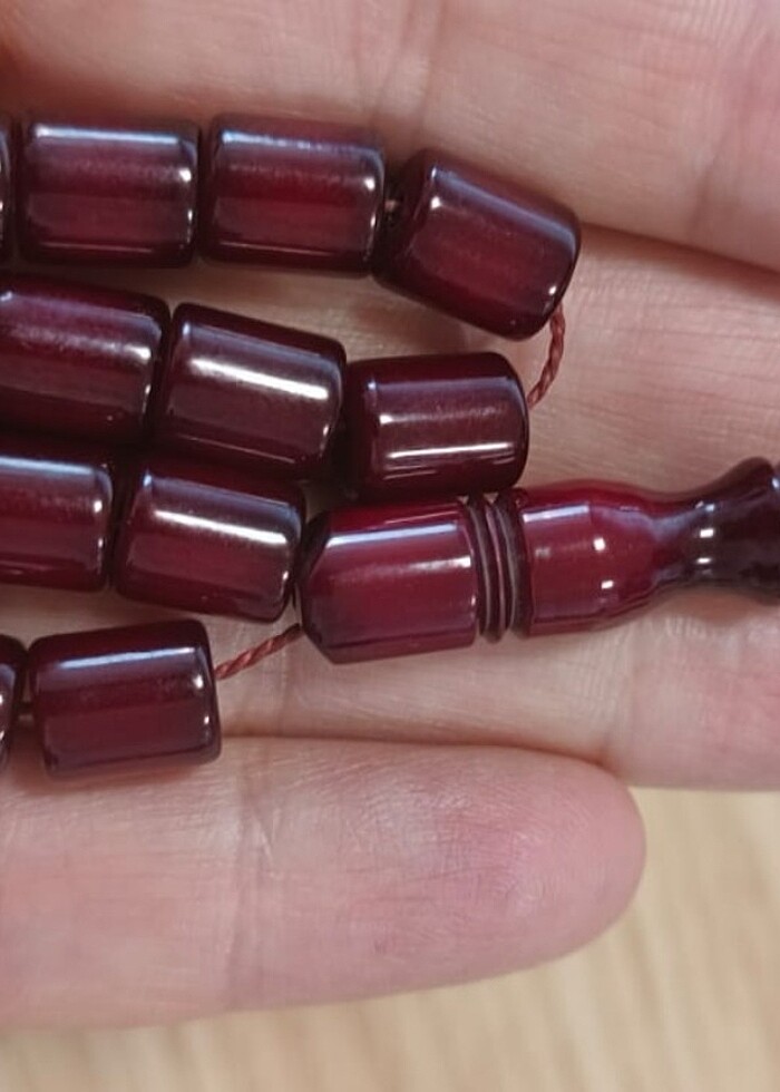 Eski Döküm Eski Yapım Sıkma Kehribar Tesbih - Görsel 4