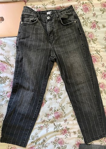 Twist Gri Çizgili Kadın Kot Pantolon - Görsel 3