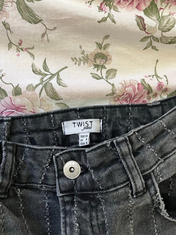 Twist Gri Çizgili Kadın Kot Pantolon - Görsel 2