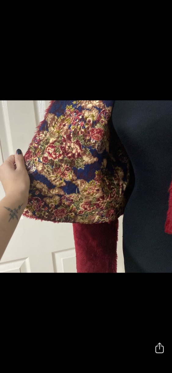 Bordo Kadın Suni Kürk Ceket - Görsel 2