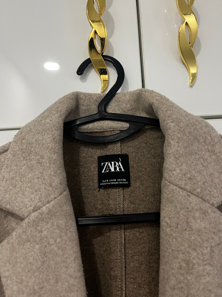 Bej zara Kuşaklı Uzun Kaban - Görsel 2