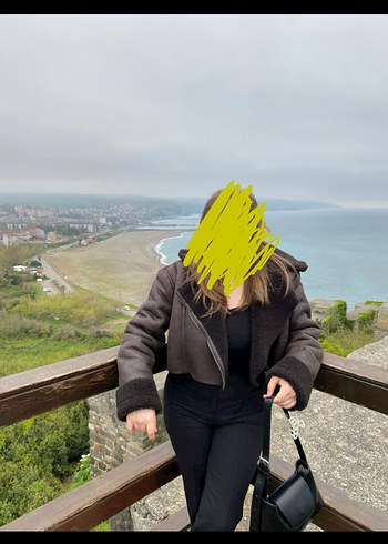 m Beden Kahverengi Süet Kürklü Kadın Ceket