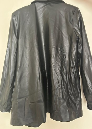 Zara Siyah Deri Kadın Blazer Ceket