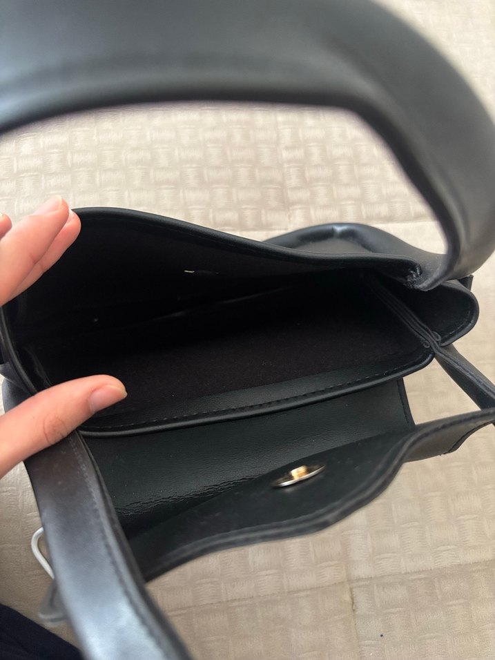 Siyah Minimalist Deri Kadın Çanta - Görsel 3