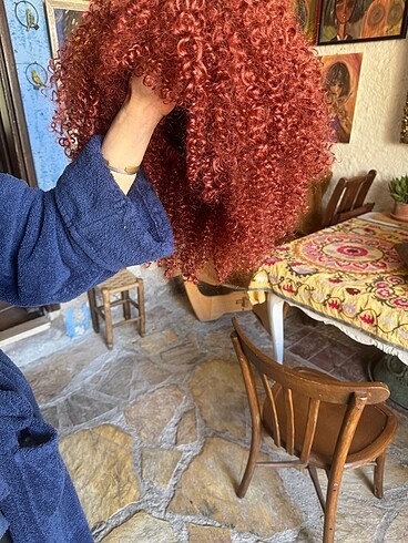 Beden turuncu Renk Afro peruk