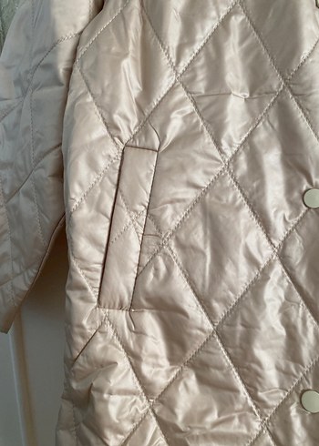 Bej Düğmeli Kadın Midi Ceket - Görsel 4