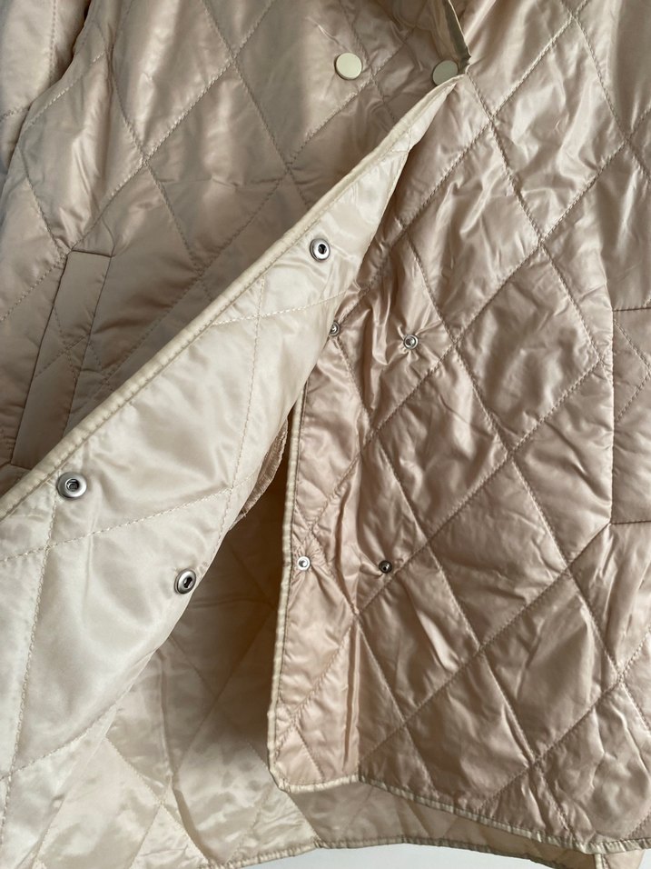 Bej Düğmeli Kadın Midi Ceket - Görsel 3