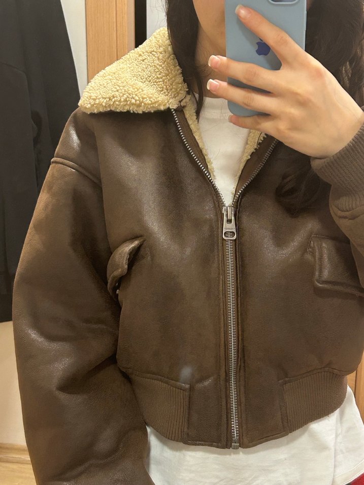 Kahverengi Kürklü Deri Kadın Ceket - Görsel 2