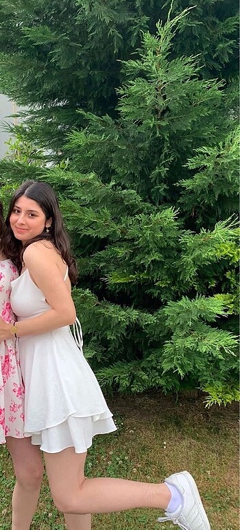 s Beden Beyaz mezuniyet elbisesi şort etek