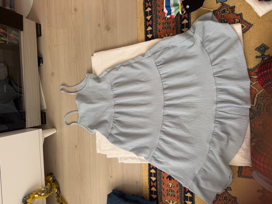 Mavi Pilili Bohem Midi Elbise - Görsel 2