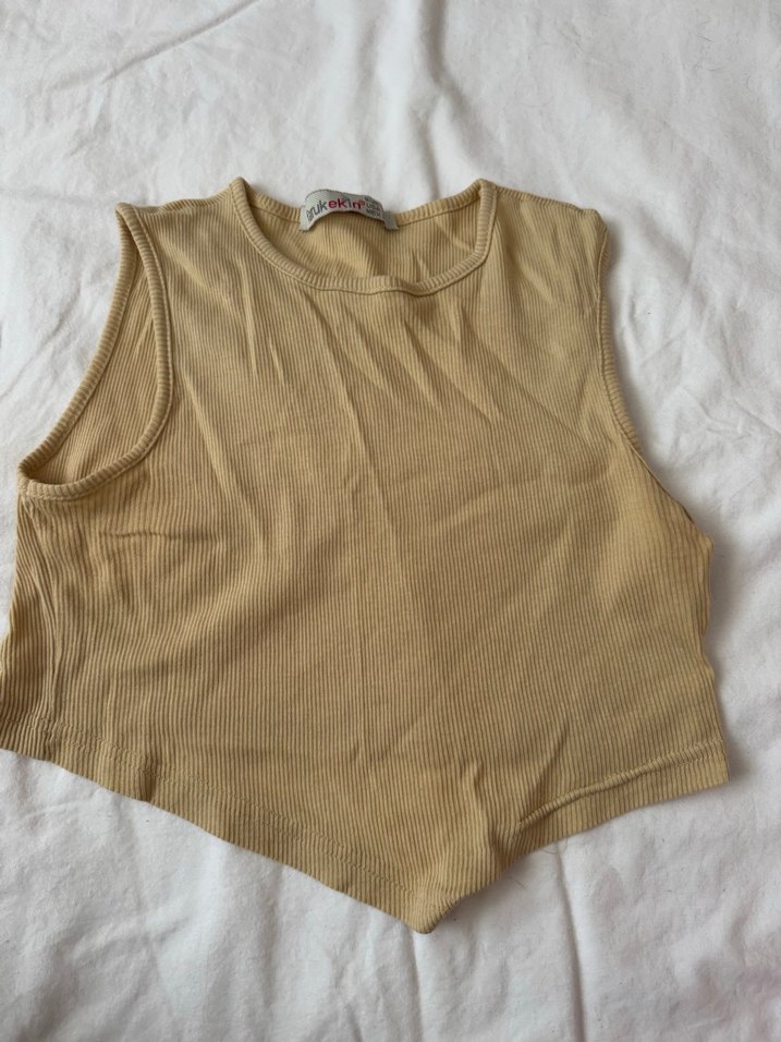 Bej V Yaka Kolsuz Keten Atlet - Görsel 2