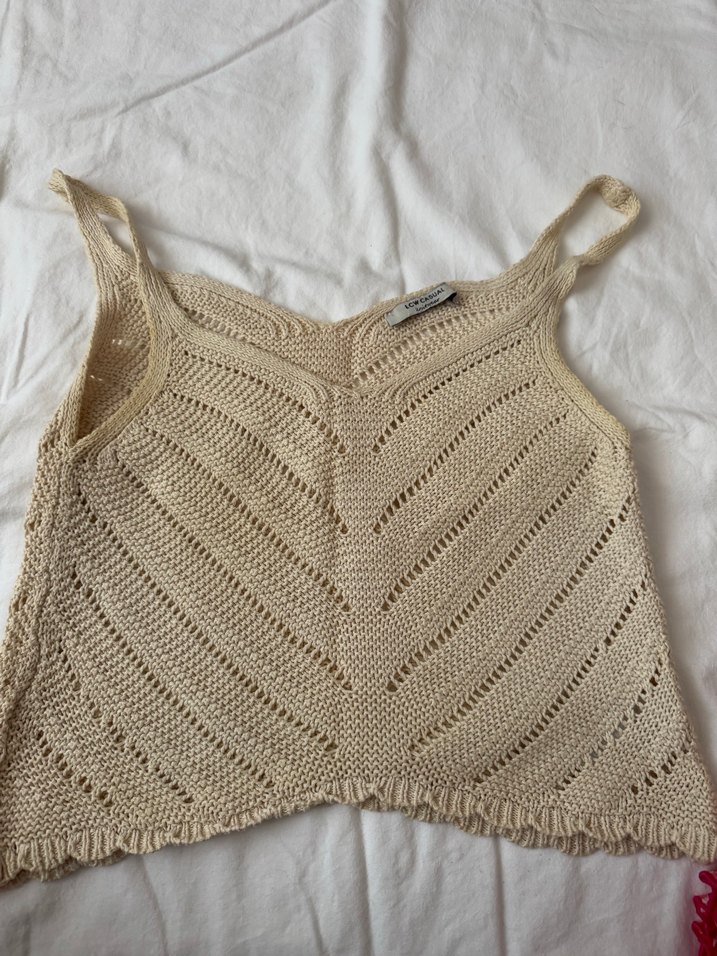 Bej Örgü V Yaka Kadın Süveter - Görsel 2