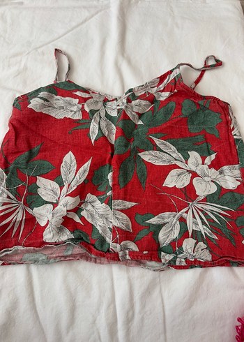 Çiçek Desenli Kırmızı Bohem Mini Bluz - Görsel 2