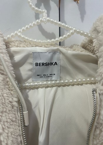 s Beden Beyaz Peluş Kapüşonlu Midi Ceket