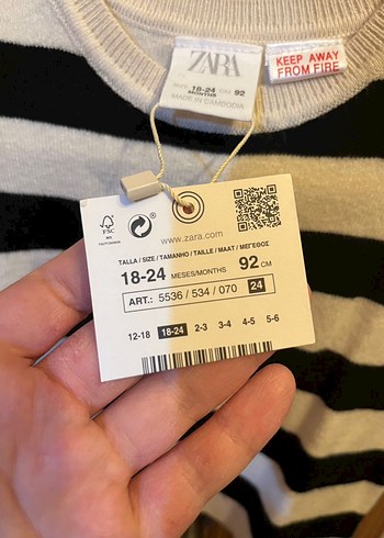 Zara Zara Çizgili Kısa Örgü Bebek Süveter