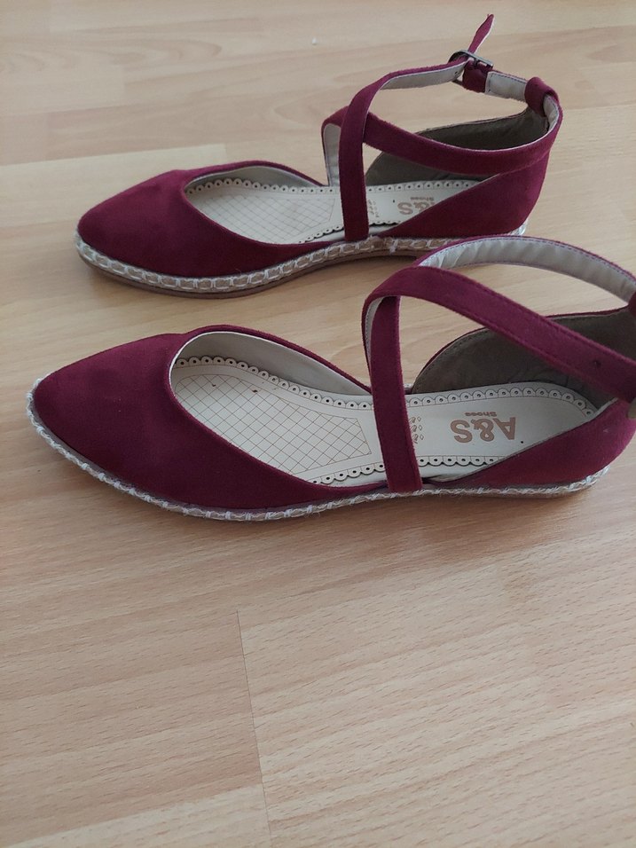 Bordo Süet Dolgu Topuklu Kadın Espadril - Görsel 2