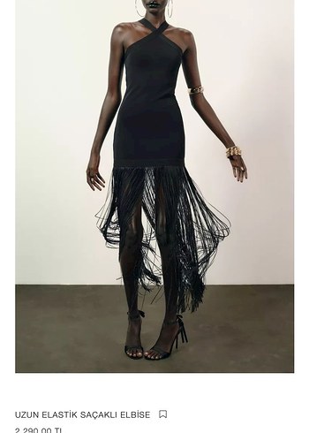 Zara Uzun Siyah Straplez Gotik Elbise
