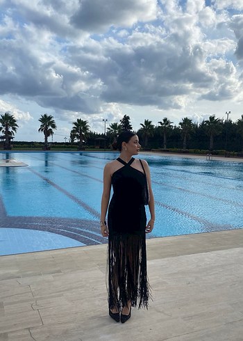 Uzun Siyah Straplez Gotik Elbise