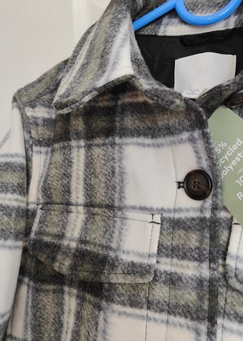 Gri Ekoseli Düğmeli Midi Kaban - Görsel 5