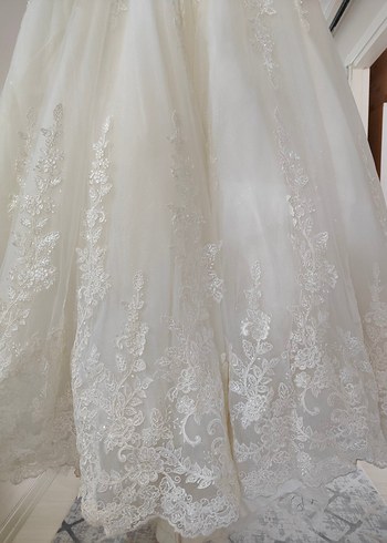 Vintage Uzun Kollu Beyaz Prenses Gelinlik - Görsel 10