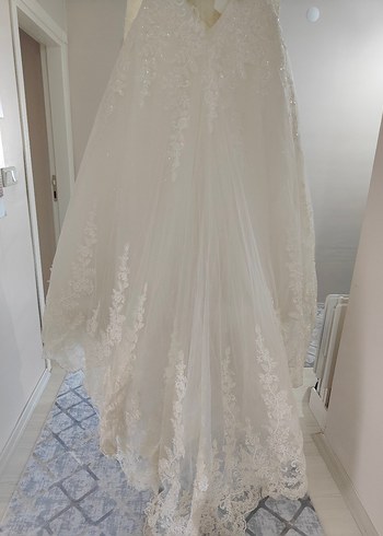 Vintage Uzun Kollu Beyaz Prenses Gelinlik - Görsel 13