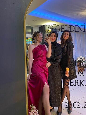 m Beden pembe Renk Saten gece elbisesi