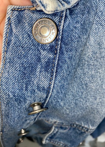 m Beden Düğmeli Kadın Mavi Denim Ceket