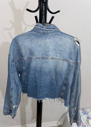 m Beden mavi Renk Düğmeli Kadın Mavi Denim Ceket