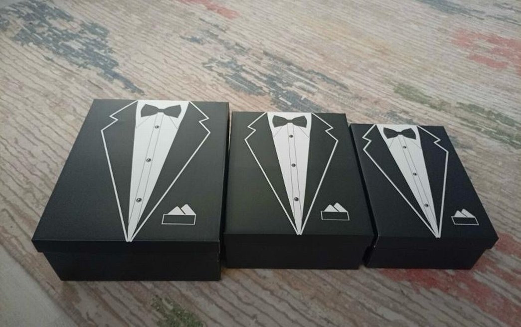 Klasik Siyah Damatlık Şekilli Hediye Kutusu - Görsel 3