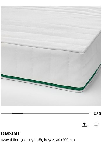 Ikea ÖMSİNT Beyaz Uzayabilen Çocuk Yatağı 80x200 cm