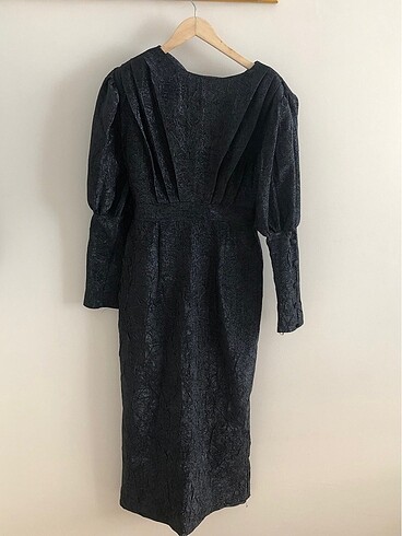 Siyah brokar elbise - Görsel 6