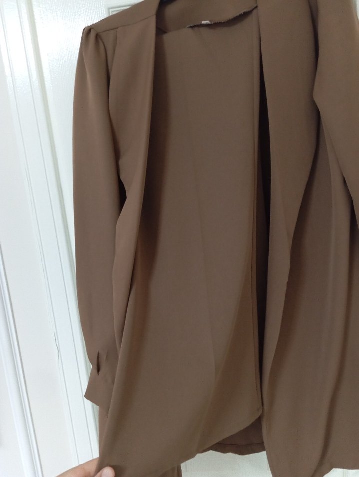 Bej Uzun Kollu Kadın ikili takım - Görsel 2