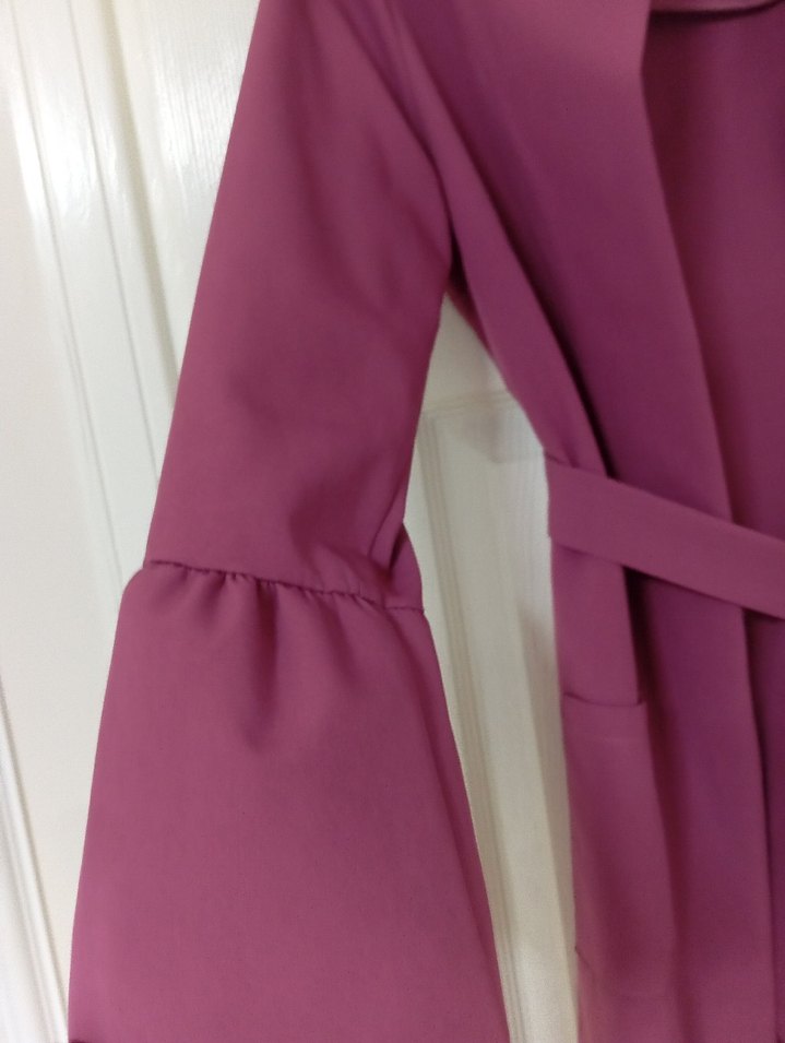 Mor Uzun Kollu Kadın Kaban - Görsel 2