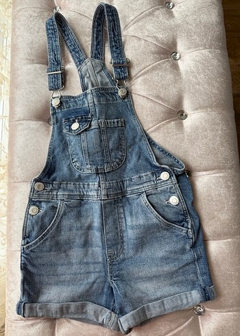 Kadın Mavi Denim Mini Tulum - Görsel 2