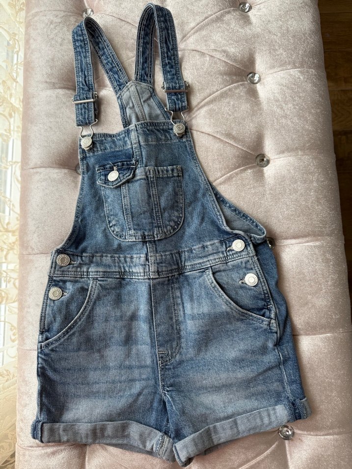 Kadın Mavi Denim Mini Tulum - Görsel 2